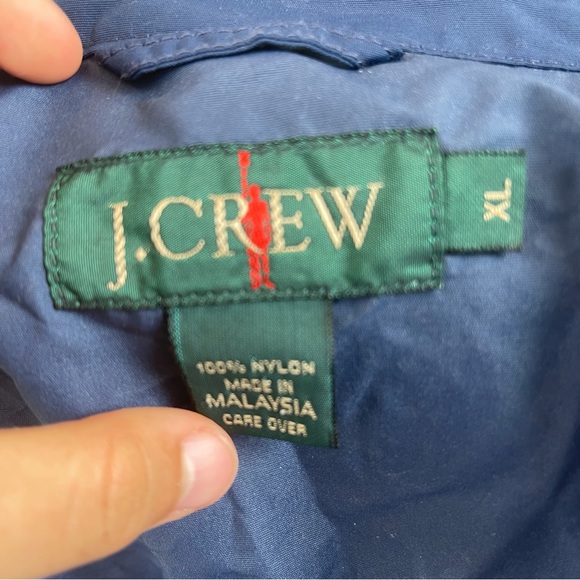 J Crew Lightweight Windbreaker Blue Nylon Jacket with Racing Stripes - Picture 7 of 7